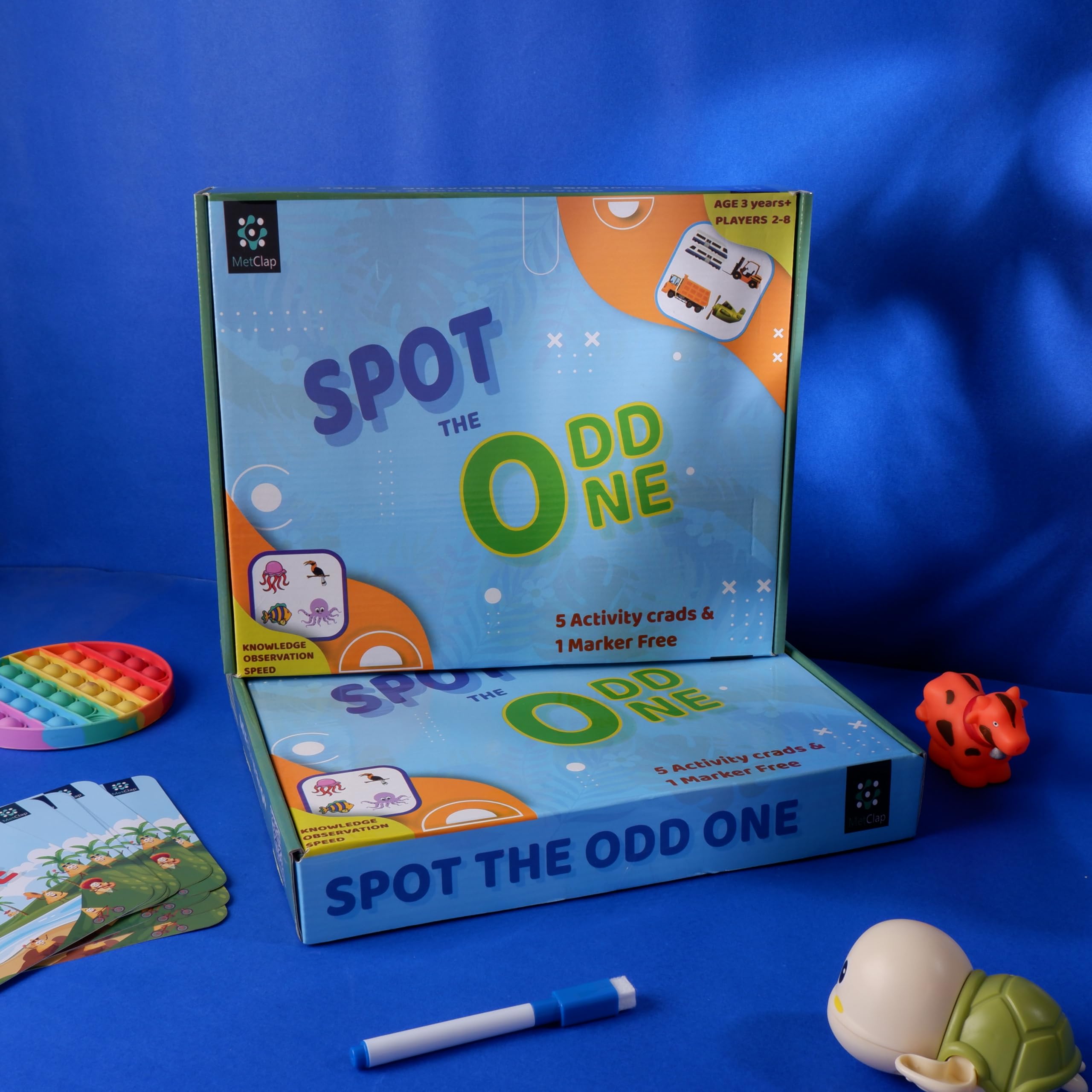 METCLAPSPOT The ODD ONE Activity Card: Visual Discrimination Game for Cognitive Development, Solo or Group Play, Portable Entertainment for All Ages