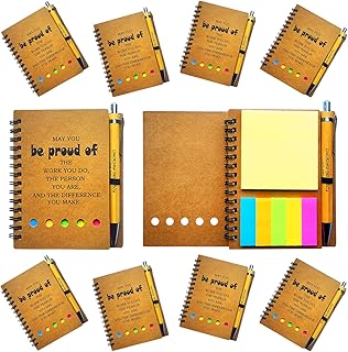 2025 Inspirational Spiral Notebook 10 Sets Portable Employee Appreciation Gifts Bulk Journals with Sticky Note Pen for Teachers Students Friends Colleagues Volunteer Nurse and Family Thank You Gifts