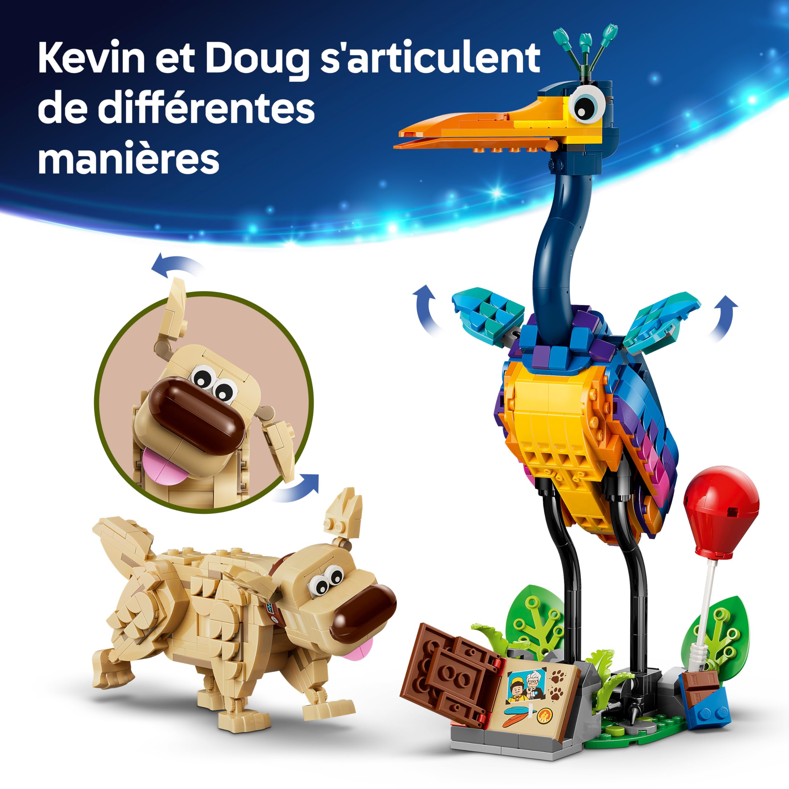 LEGO ǀ Disney et Pixar Kevin et Doug - Jouets - Chien Golden Retriever & Oiseau Exotique - Idée de Décoration de Chambre d'enfant DIY - Cadeau d'anniversaire Fille 9 Ans ou Fans du Film Là-Haut 43290