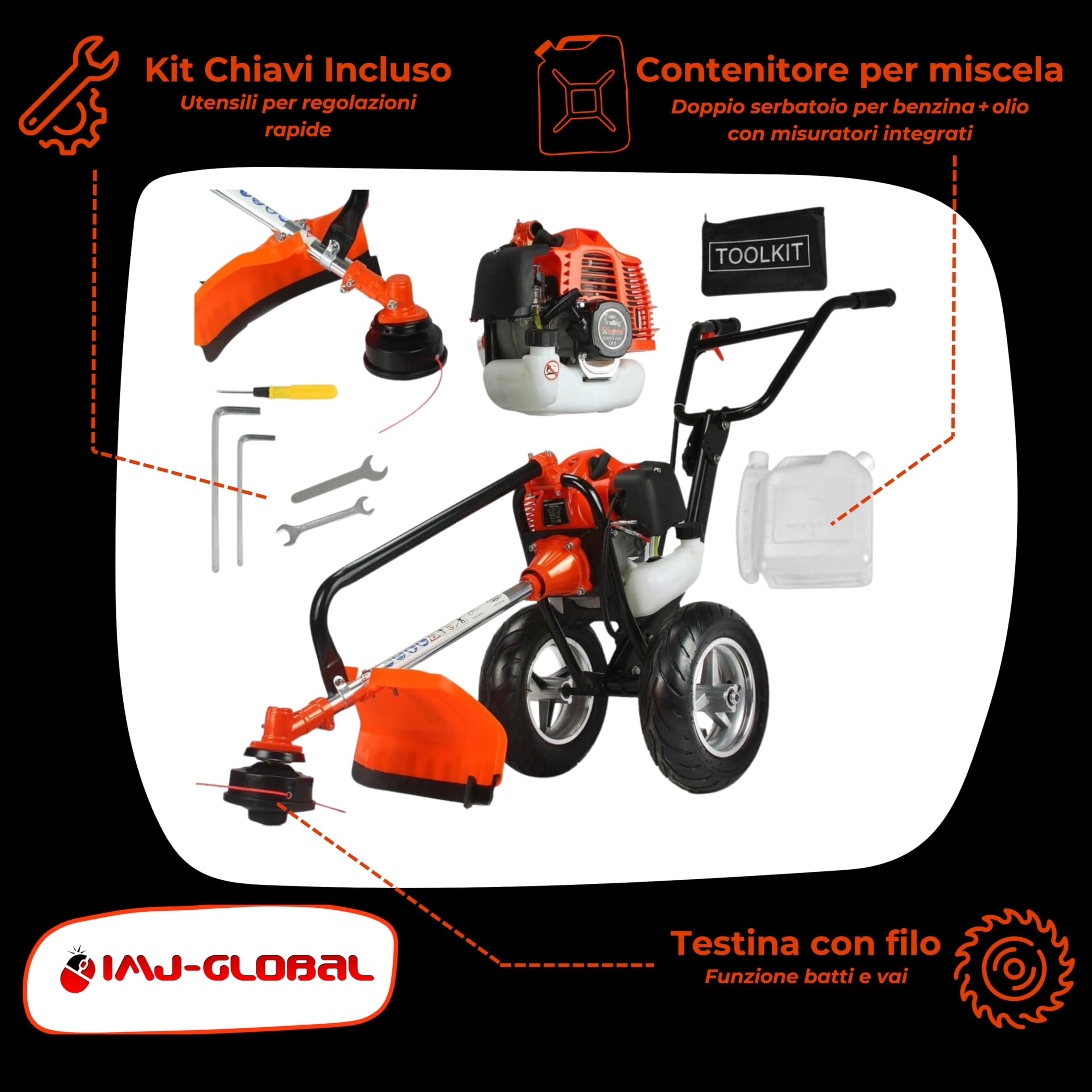 Desbrozadora DEMON Radburst Cortacésped | Motor de 2 tiempos | Refrigeración por aire | 1,9 CV | Velocidad máxima de rotación 9.500 rpm | Rango de corte de alambre 42 cm