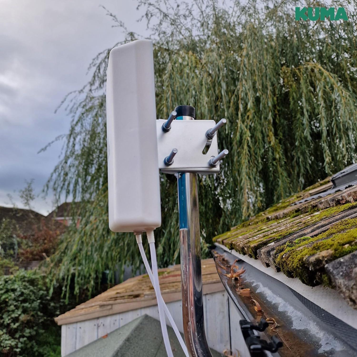 KUMA E-Zi LTE Richtantenne – 5G/4G Outdoor Antenne IP65 wasserdicht, 7 dBi Gewinn mit 5m SMA Kabel – Externe LTE Richtantenne für Router & WLAN Signal Booster im Haus, Garten, Wohnmobil & Caravan