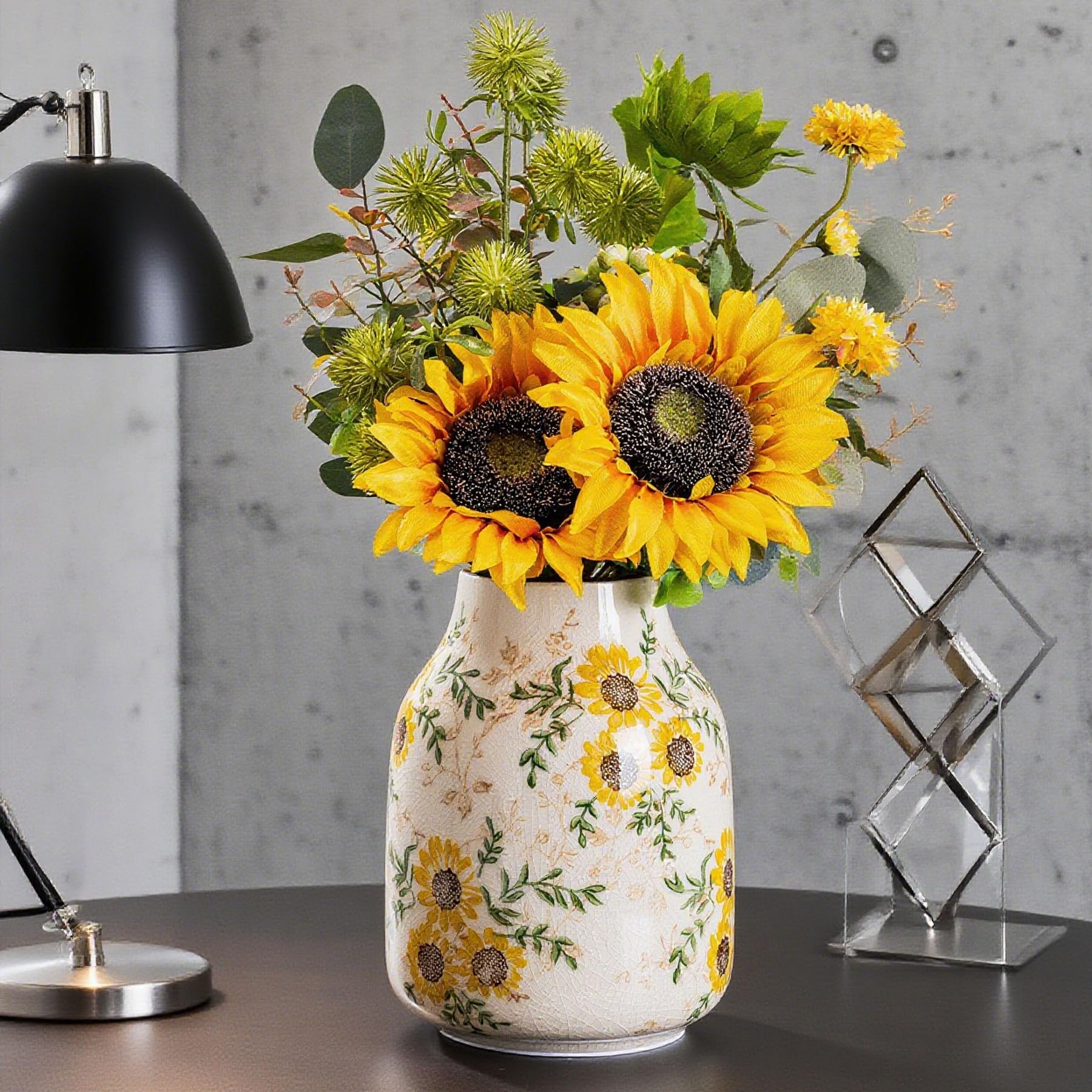 Amazon.com: Sunflower Vintage Ceramic Yellow Floral Vase 7.8
