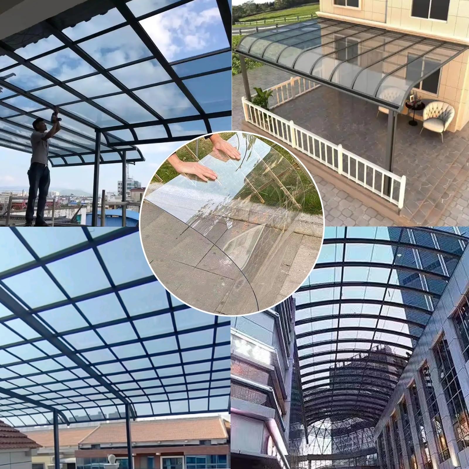 Pannello trasparente spesso 1,2 mm per serre, gazebo e verande, facile da tagliare, 1 m x 16 m / 3.3ft x 52.5ft