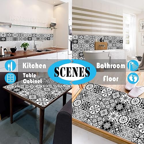 Miniatura 7 de Adhesivos para azulejos para decoración de pared, baño, cocina, impermeable, PVC, decoración - 2D con diseño retro en estilo mosaico (estilo 3, 8 x