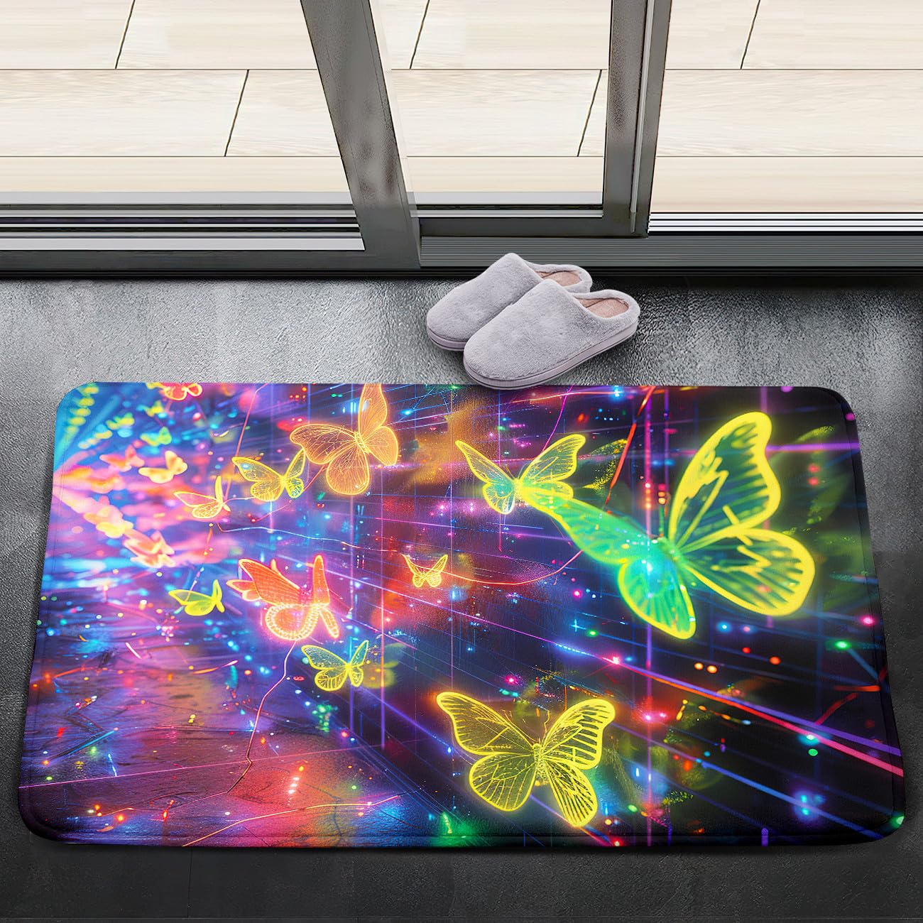 Butterfly Rugs for Girls Bedroom - Butterfly Rug - Colorful Butterflies Printed Carpets for Women Girls Living Room Bedroom Small Floor Polyester Yoga