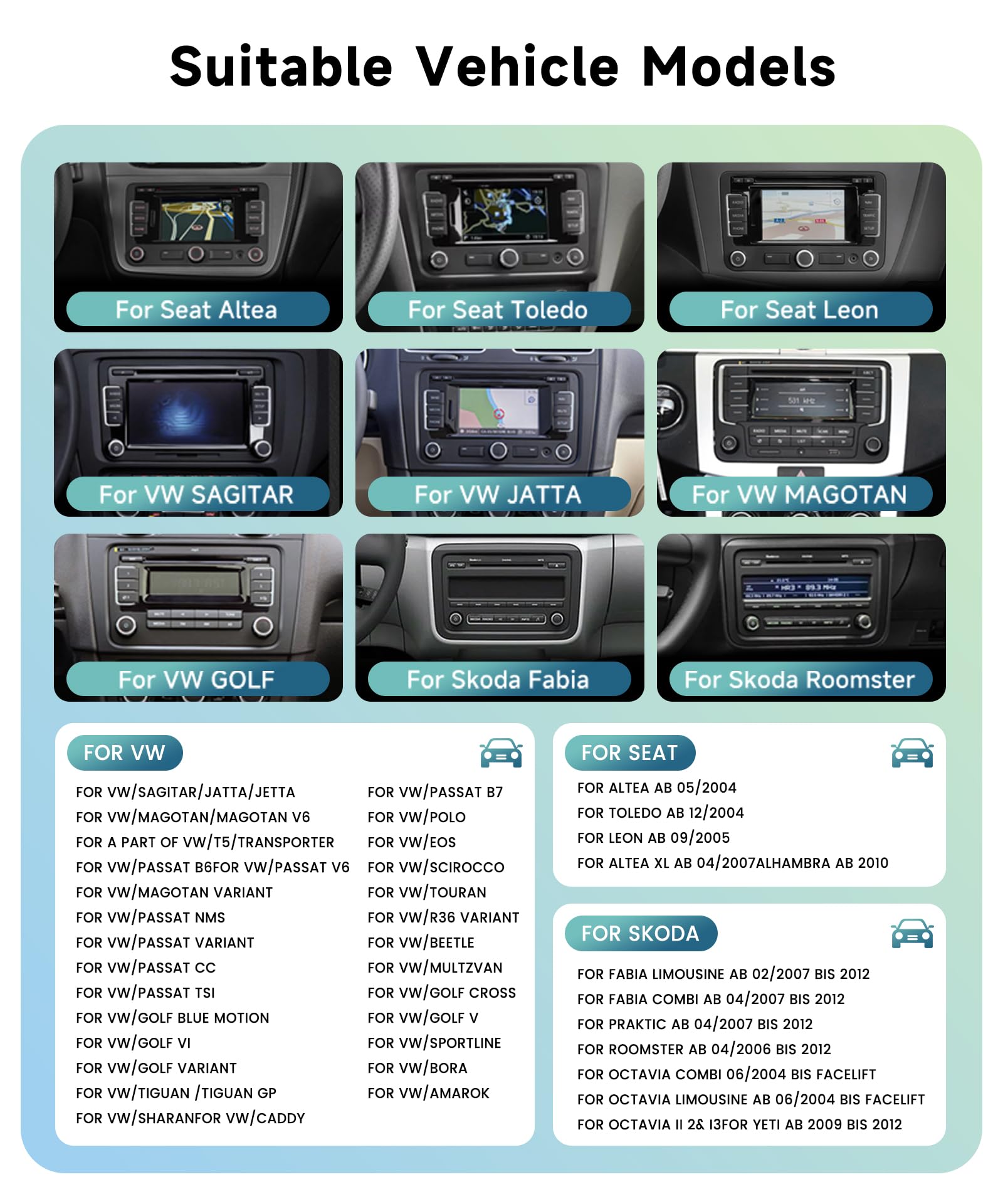 6G&128G VECHTEL 9" Radio de Coche para VW Golf 5 6 Polo Passat Skoda Touran Tiguan Seat con Carplay Android Auto,Android 15,8 núcleos,1280*720,Bluetooth,DSP radio RDS/FM,GPS Wi-Fi,cámara de visión AHD