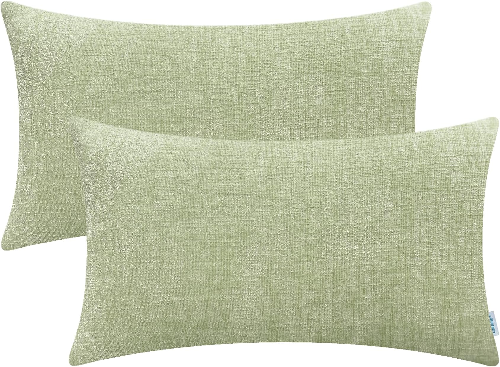- CaliTime Pack of 2 Cozy Bolster Pillow Covers Cases for Couch Sofa Home Decoration Solid Dyed Soft Chenille 12 X 20 Inches Sage,Green