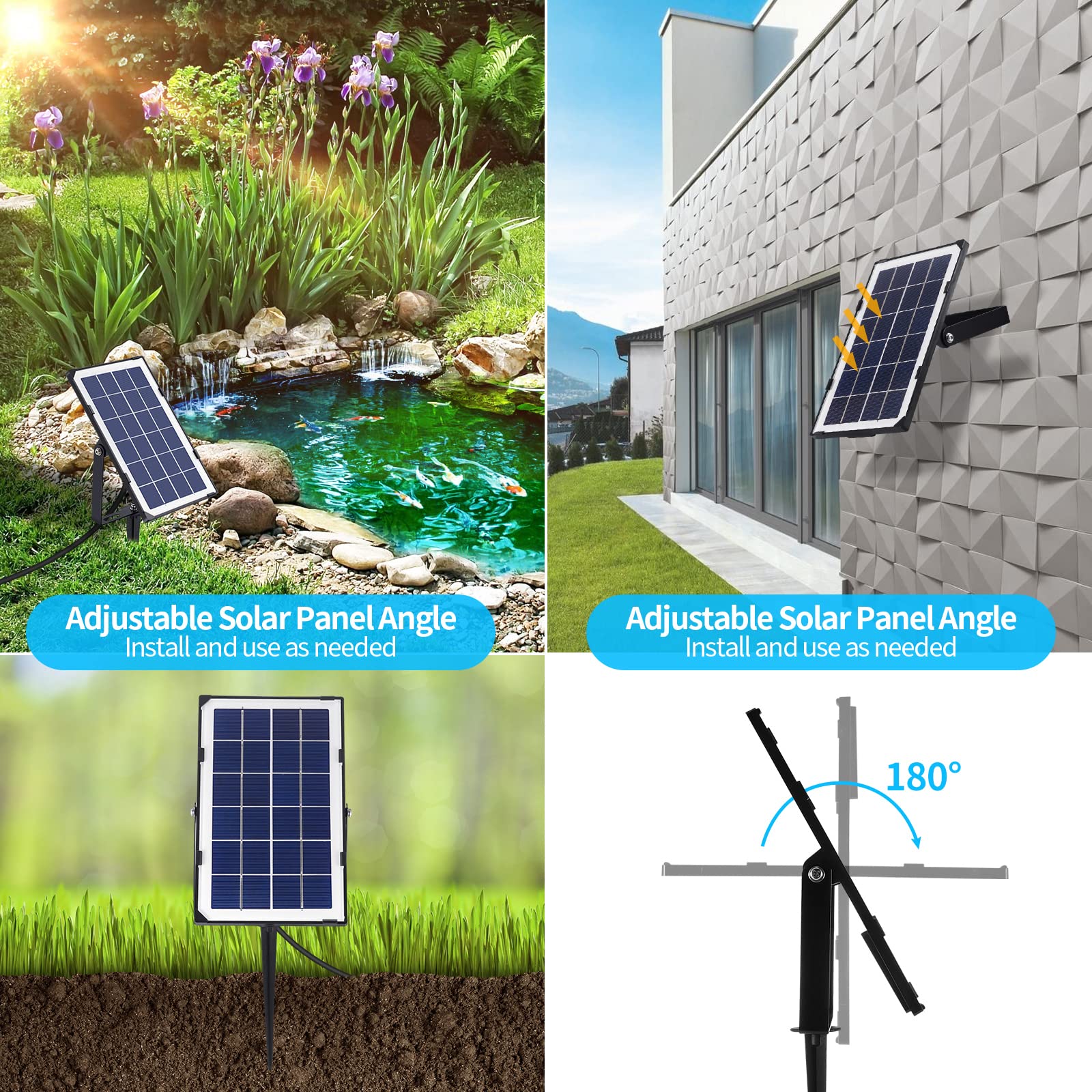 Palmcee Pompe solaire pour étang - Pompe à air solaire portable pour aquarium - 260 mAh - Pompe à oxygène solaire avec tuyau d'oxygène et pierre à bulles d'air pour le jardinage, le bain de colibri,
