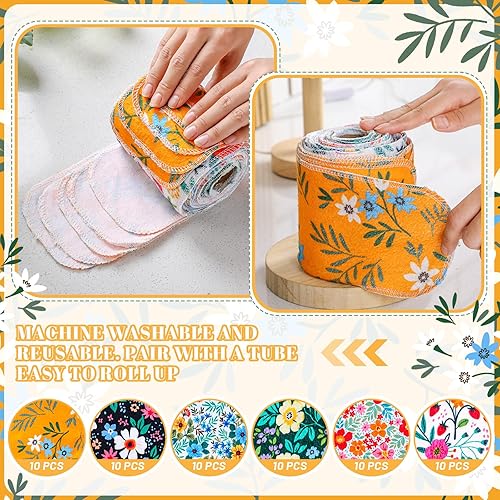 Miniatura 7 de FuWeave Paquete de 60 toallas de bidé reutilizables de papel higiénico, lavables y reutilizables, rollos de toallas sin papel de franela de algodón