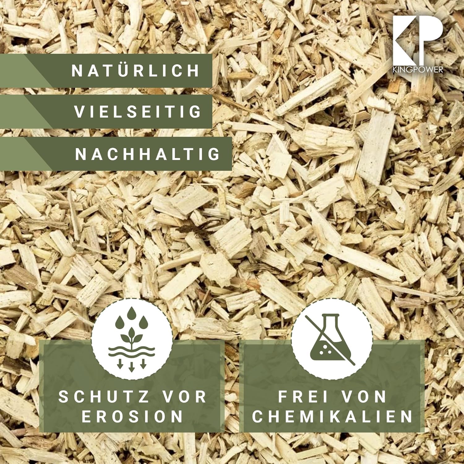 kingpower Hackschnitzel für Ofen Rindenmulch für Garten Hochbeet Holz Pflanzen Einstreu Holzhackschnitzel Grob Holzschnitzel Streu Beet Abdeckung Deko Abdeckung 100-500 L