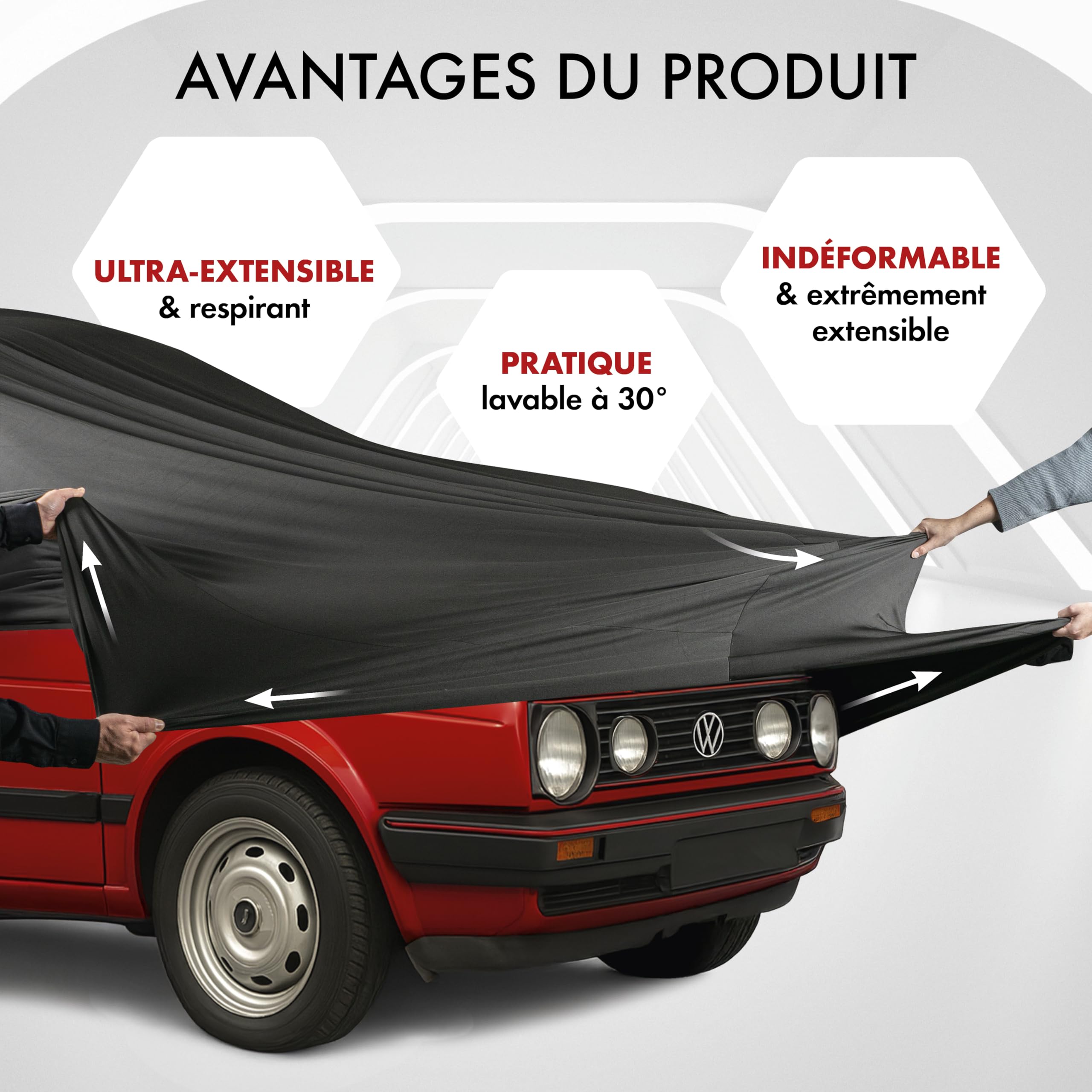WALSER bâche d'intérieur pour Voiture Indoor Stretch, Bâche Complet pour l'intérieur, étanche à la poussière adaptée Voiture Taille 1 Noir