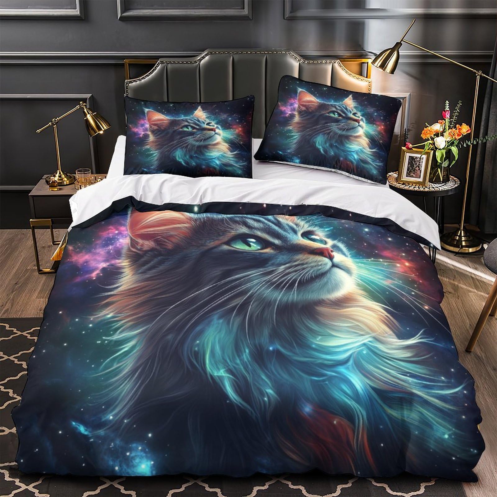 Parure lit chat cosmique pour transformer la chambre ado en espace moderne