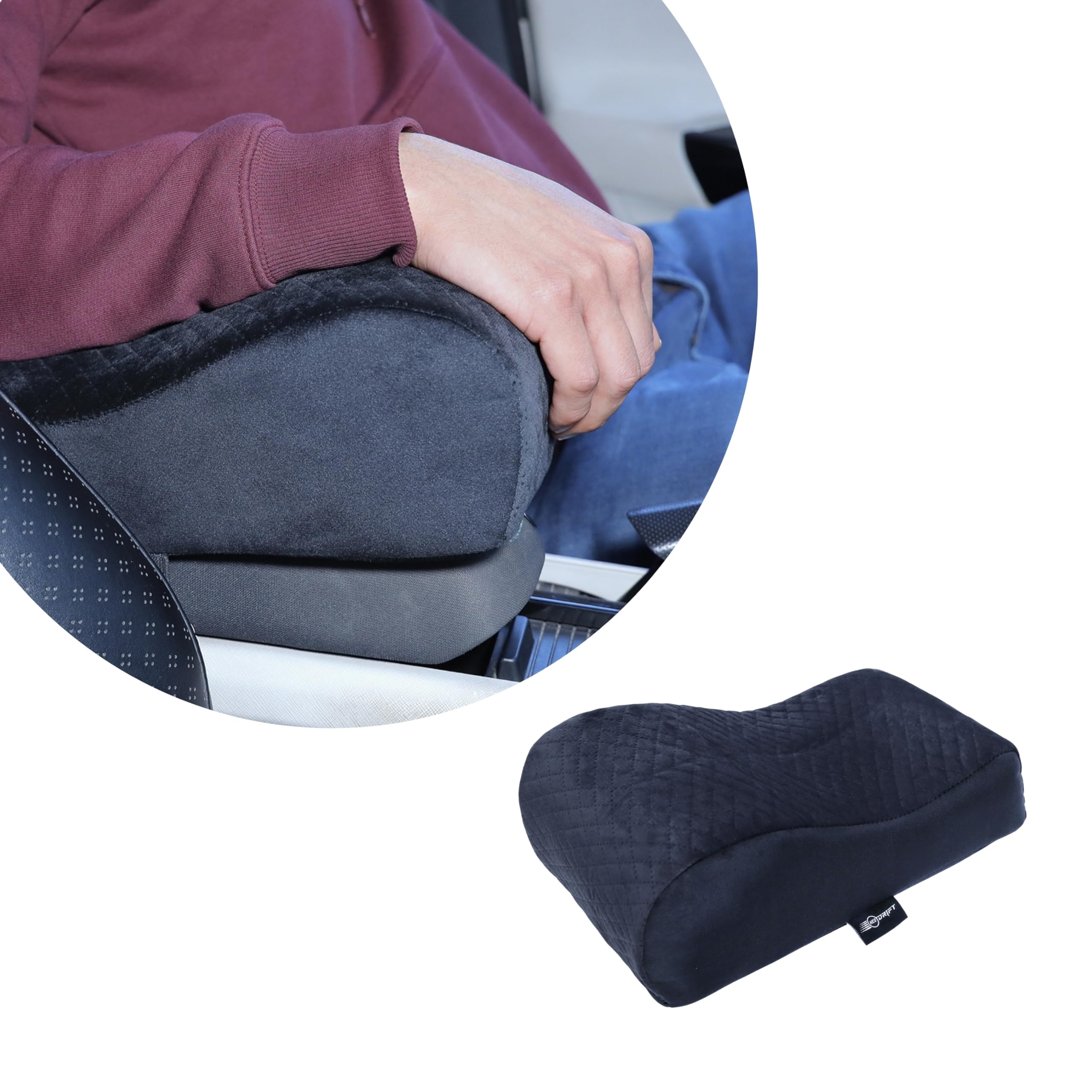 NEODRIFT 'ArmEase' Arm Rest for Car - Orthopedic Memory Foam Cushion - Provides Elbow, Wrist, and Arm Support, Premium Fabric, Single-Sided Fastener, Universal Fit (Color-Black)-image-31