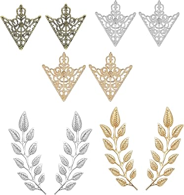 5 Pairs Shirt Collar Pins Vintage Collar Brooch Set Gold Silver Hollow Pattern Triangle Leaf Lapel Pin for Women Men Cardigan Sweater Accessories Gift