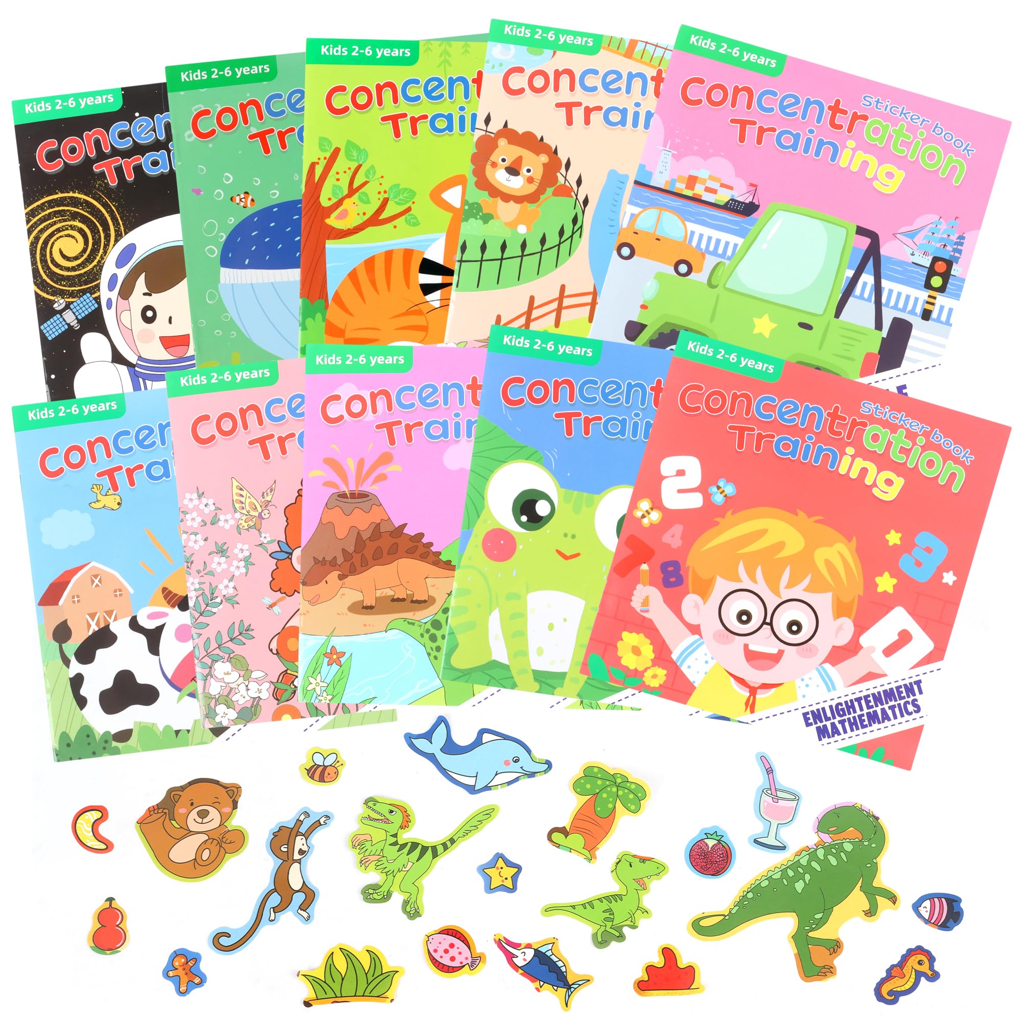 10 Packs Reusable Sticker Books for Toddlers,3D Jelly Sticker Book for Age 2-6 Year Old Boys Girls,Educational Sensory Learning Toy,Educational Learning Toy Gifts