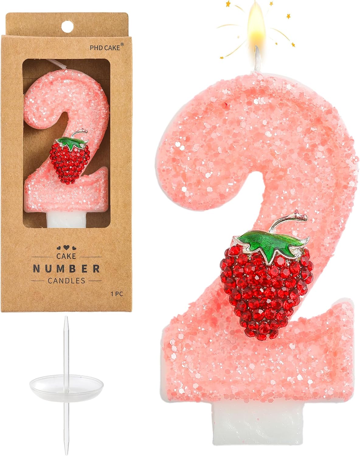 PHD CAKE Number 1 Strawberry Birthday Candles, Strawberry Themed Number Candles, Cake Number Candles, Party Celebration