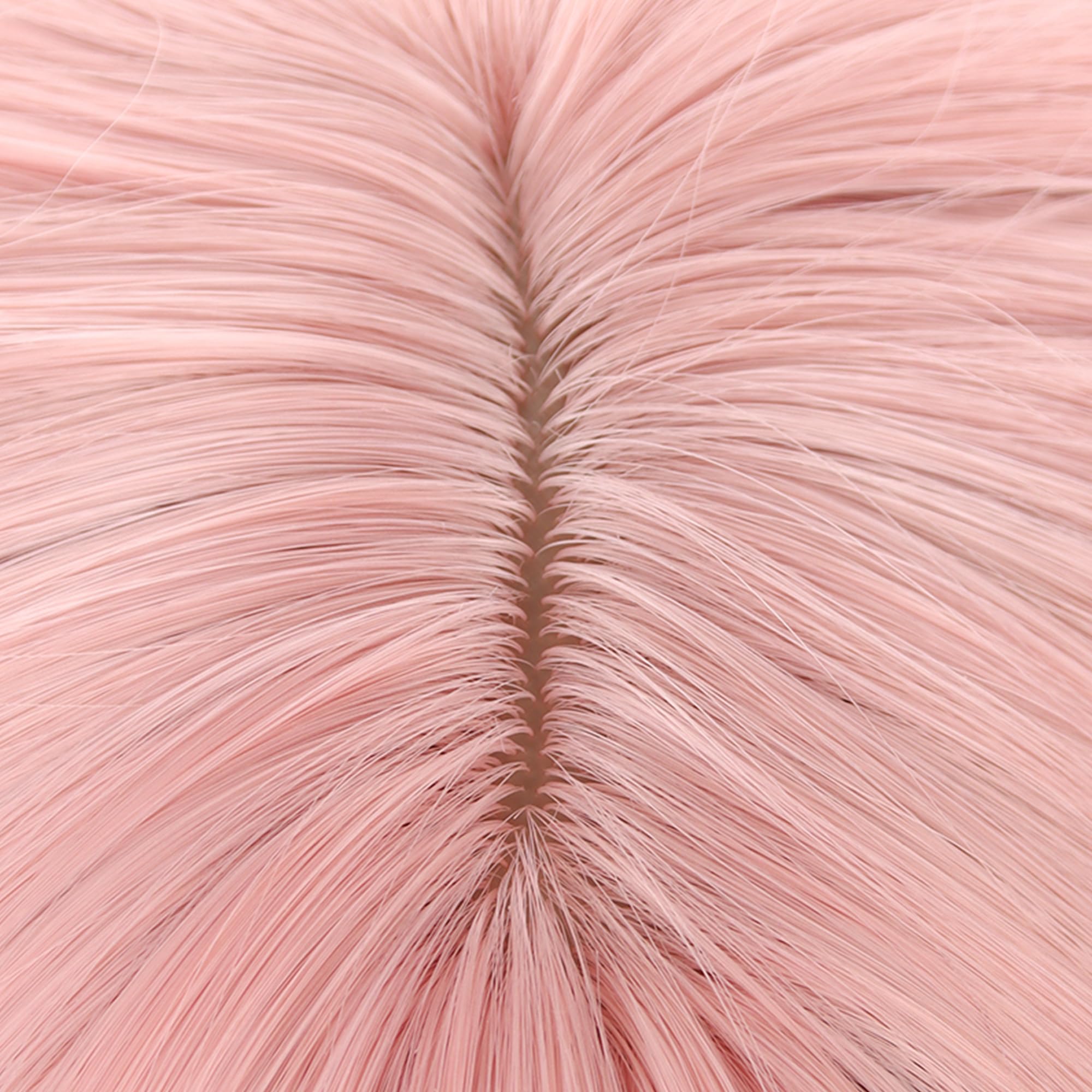 Rosa Kurze Cosplay Perücke Doppel Tiger Clip Ponytail für Frauen Männer Halloween Comic Con, Cos Anime Party Ersatz Perücken