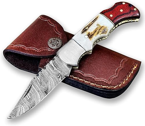 Miniatura 10 de Cuchillo plegable de acero de Damasco grabado personalizado, mango de cuerno de ciervo para marido, papá, novio, regalos personalizados, regalos de