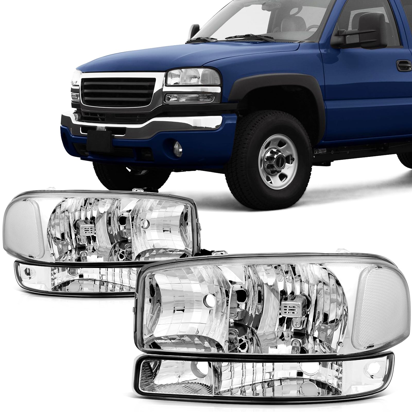 SCITOO Headlights For Ford For F-150 2004-2008,For Lincoln Mark LT 2006-2008 Headlamps Black Housing Clear Reflector Clear Lens Driver and Passenger