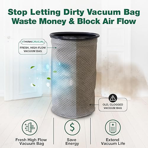 Miniatura 5 de Think Crucial Bolsa de repuesto reutilizable de 10 cuartos de galón, compatible con ProTeam Parte # 100565, compatible con ProTeam Coachvac, Super