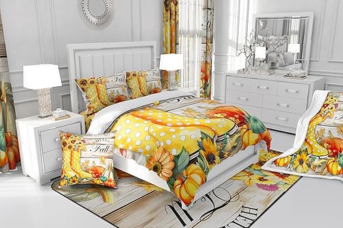 Miniatura 6 de Manfei Juego de sábanas de otoño tamaño matrimonial, juego de sábanas de 4 piezas con sábana bajera de bolsillo profundo + sábana encimera + 2