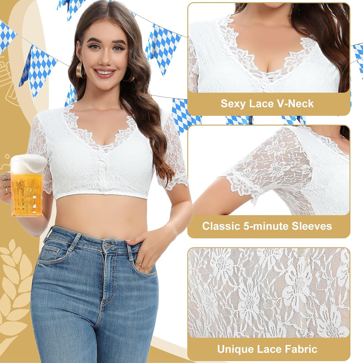 Blouse Transparente élégante Chemisier Femme à Pois Dentelle Transparente Manches Longues C 588021