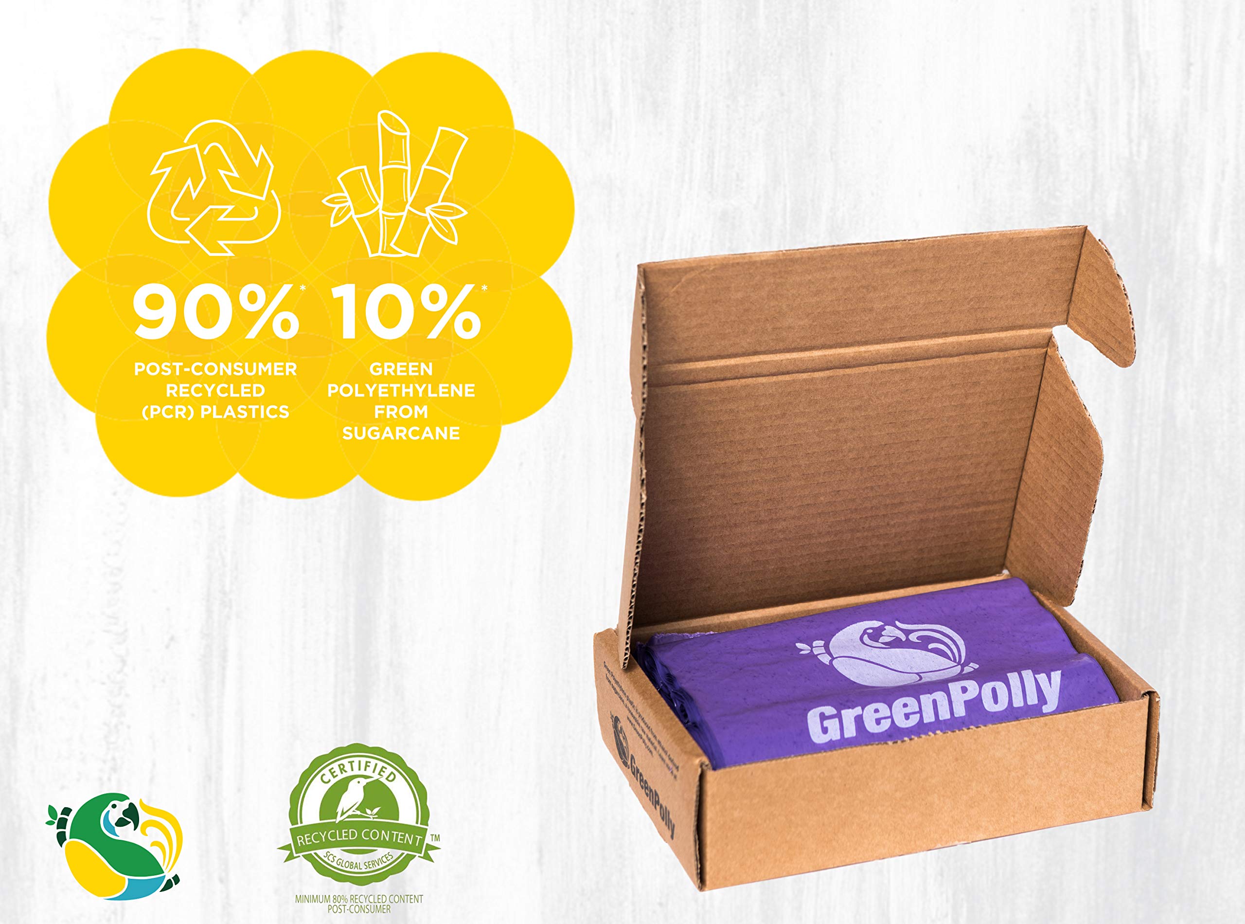 Bolsas de basura GreenPolly para mascotas y caca de perro, 250 unidades, fabricadas con material reciclado certificado al 90%