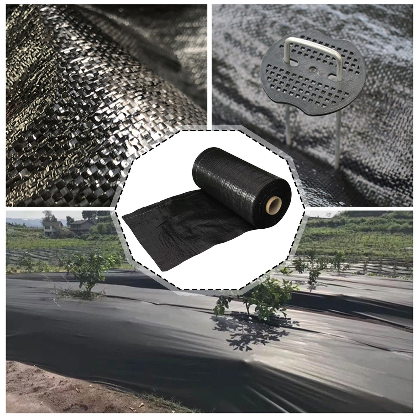 Qianly Malla Antimaleza Tela Paisajista Cubierta para Suelo Agrícola Geotextil PE Resistente Adecuada para Agrícolas Jardinería Viveros, 75g