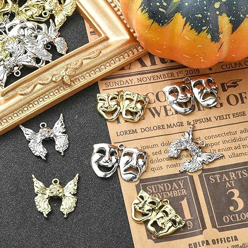 Miniatura 10 de KitBeads Dijes surtidos para hacer joyas, dijes tibetanos de plata antigua para hacer joyas, pulseras y manualidades a granel, Plata, No es una