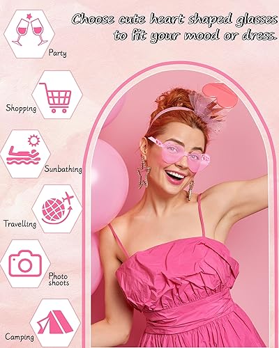 Miniatura 7 de Lentes de sol con forma de corazón para mujer, lentes de sol con forma de corazón y pierna sin montura para despedida de soltera, regalos de boda
