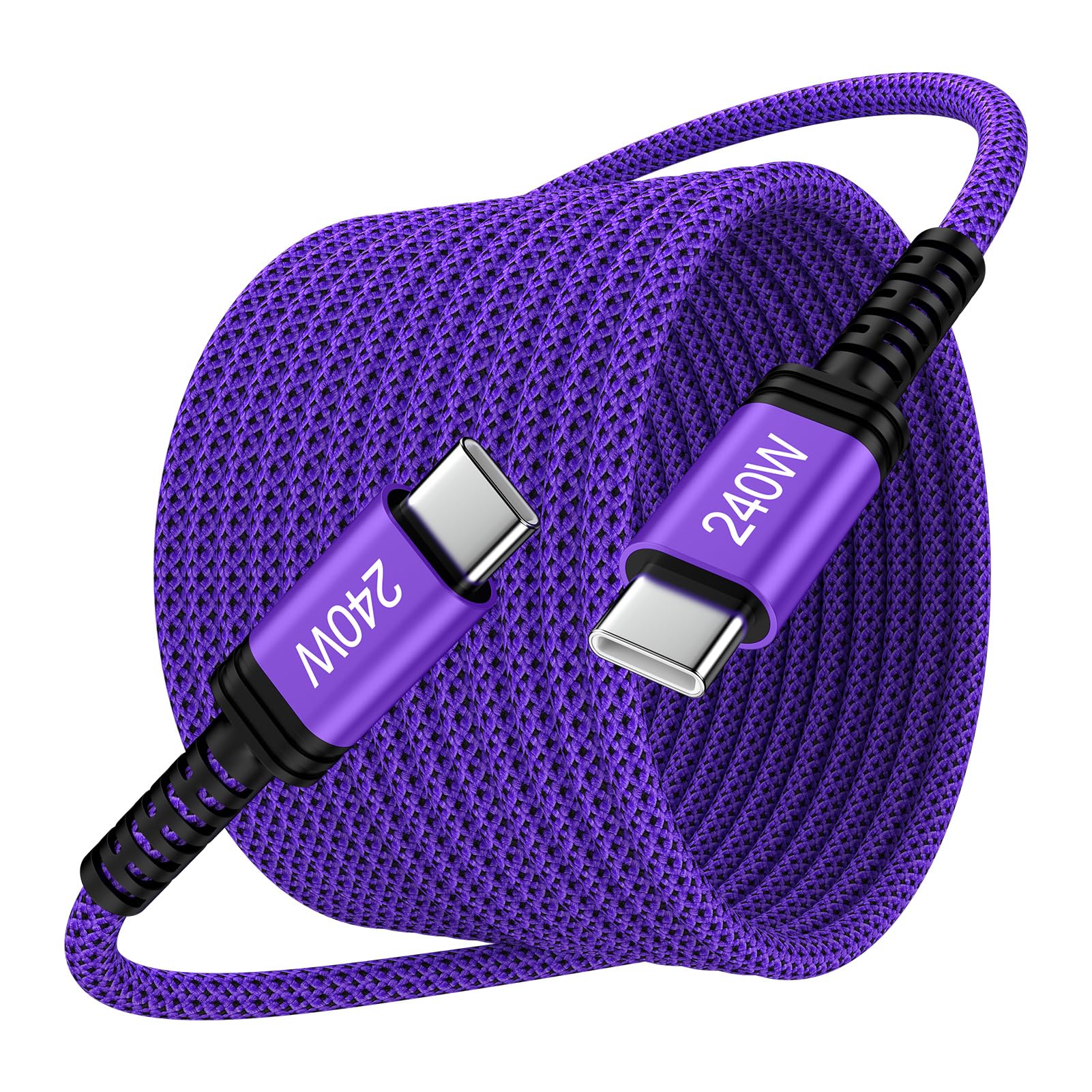 Cavo di ricarica rapida USB C a C, 3 m, 240 W, lungo tipo C a USB C, cavo di ricarica rapida per Samsung Galaxy A17 Z Fold 7 S25 Plus Ultra Edge A16 A54 S24, Pixel 10 Pro XL Fold, MacBook Pro/Air