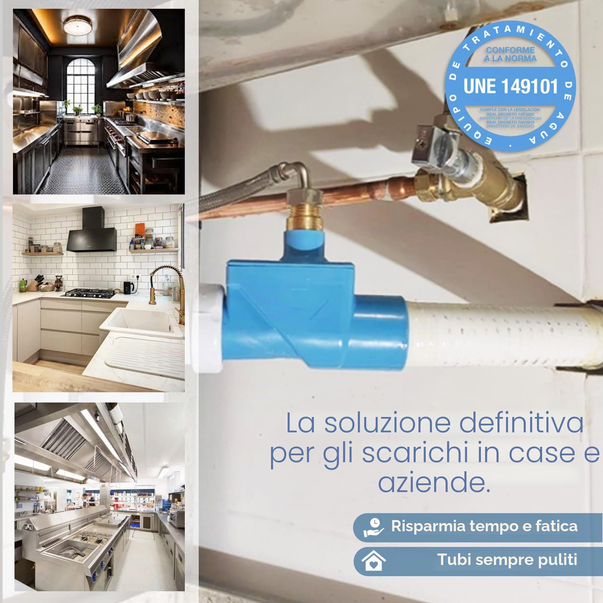 Deslimp - Pulisci Tubi - Mantieni gli scarichi puliti senza sostanze chimiche - Tecnologia TIVI, ecologica - Include tubo flessibile lungo 40 cm e filettatura in ottone da 1/2" - Fabbricato in Spagna
