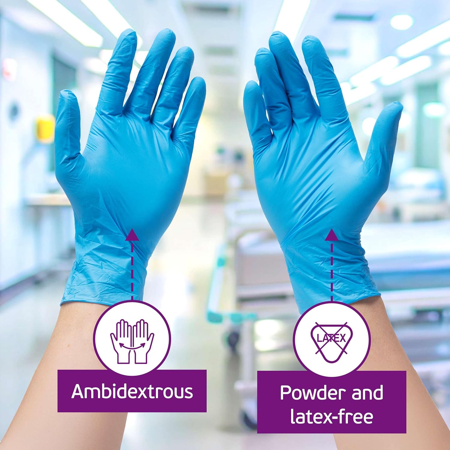 Blue Nitrile Gloves - Disposable Chemo Gloves for Medical Facilities and Hospitals