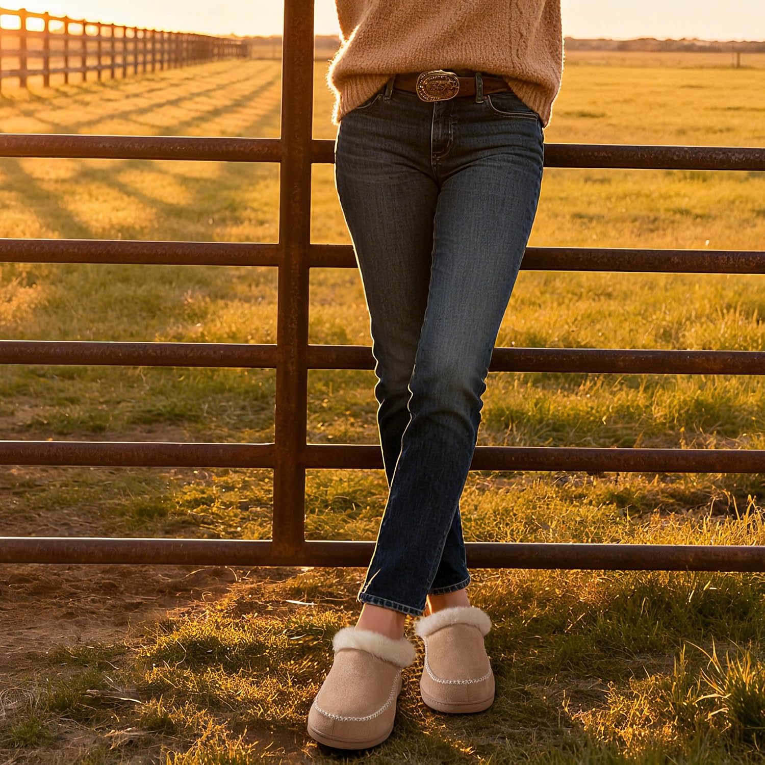 Zigzagger Women's Moccasin Slip-On Fuzzy Slippers - House Shoes Indoor Outdoor with Microsuede & Fluffy Fur Fleece, Cozy Warm Comfy Memory-Foam Loafer - Image 3