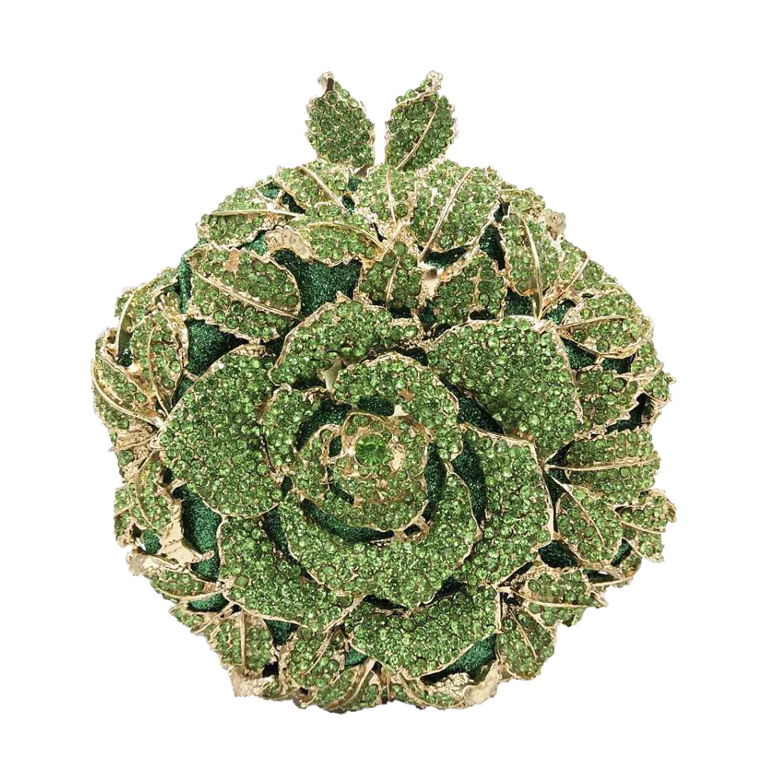 Boutique De FGG Round Rose Flower Crystal Clutch Purses for Women Formal Evening Bags Wedding Clutch Bag Party Handbags,Mini