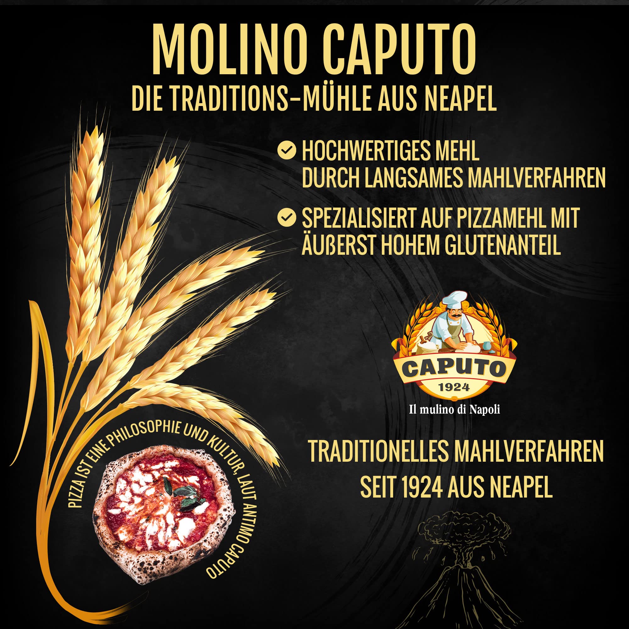 Caputo Testpaket - 2x 1kg Cuoco + 2x 1kg Pizzeria + 2x 1kg Semola + 1x 100g Lievito Trockenhefe