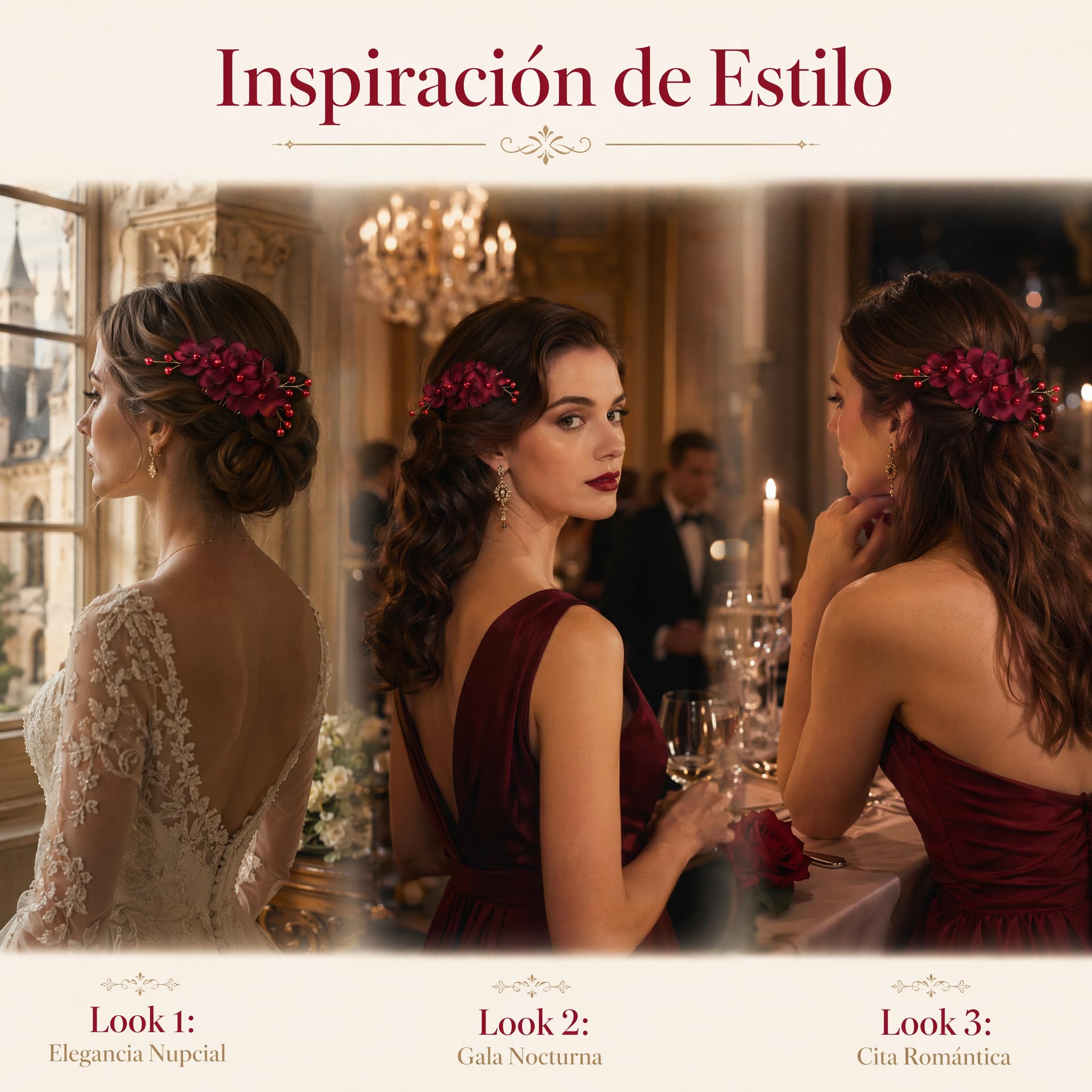 Beavorty Peinetas Para El Pelo Nupciales Con Flores Rojas Peine Lateral Ligero Accesorio Para Novias Damas De En Bodas Eventos