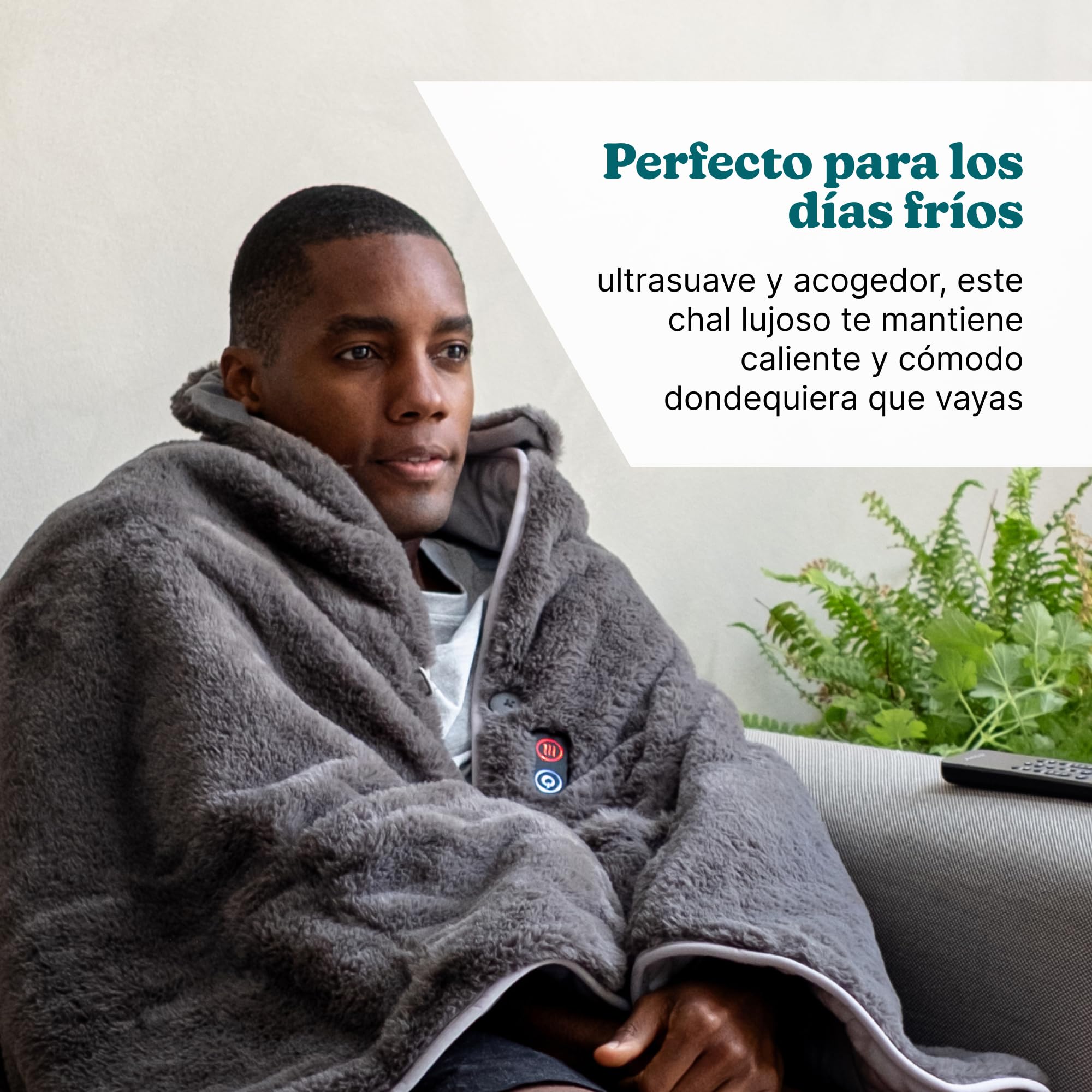 Homedics Cosy Cordless Mantón Calentado Inalámbrico | Manta Térmica Portátil, 2 Configuraciones, Chal Calefactable, Batería Portátil, Ultrasuave para Hogar y Viajes