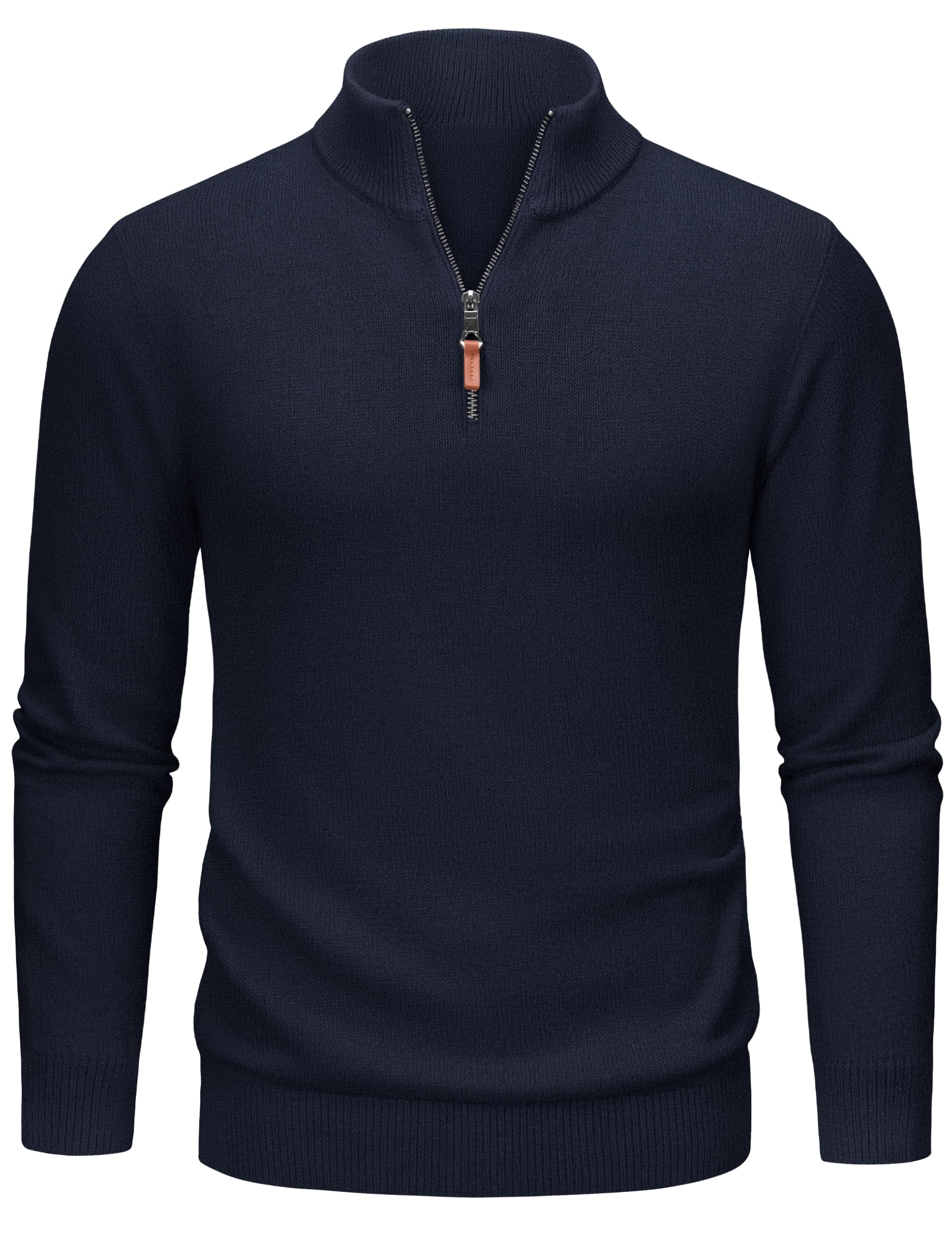 TACVASEN Pullover Herren Half Zip Troyer Baumwolle Warm Strickpullover | Rollkragenpullover, mit Kragen, Winter, Arbeits, Sweatshirt
