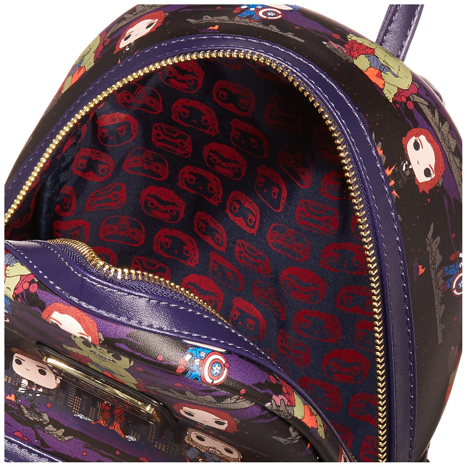 Loungefly Amazon Pop Marvel Avengers Gingerbread AOP  Mini Backpack. NWT Disney Loungefly Mini Backpack - Avengers Loki with Scepter  main image 3