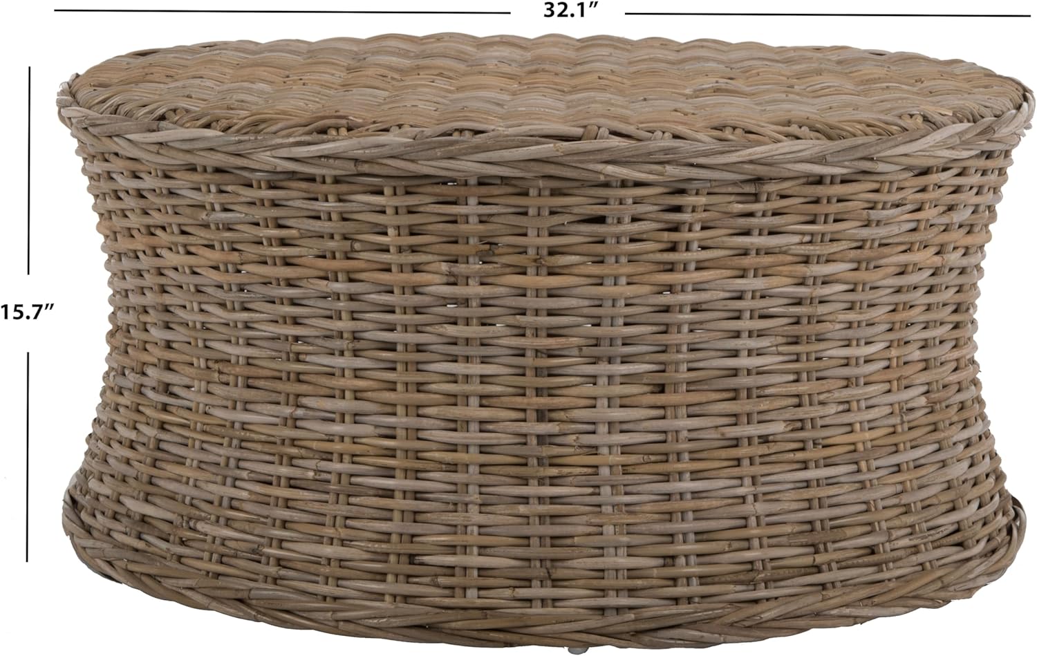 SAFAVIEH Home Collection Ruxton Natural Rattan Round Coffee Table Ottoman