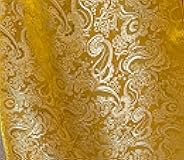 Generic Yellow Gold Paisley Metallic Brocade Fabric 60