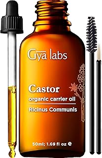 Gya Labs USDA Castor Oil Organic (1.7 fl oz with Eyelash Kit) - 100% Pure, Cold Pressed, Unrefined, Hexane Free Carrier Oi...