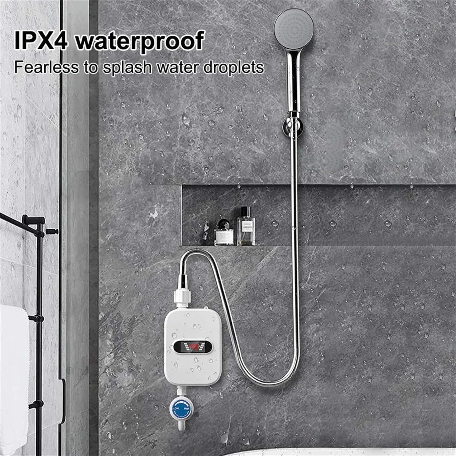Calentador de agua instantáneo 3500 W con pantalla digital, calentador sin tanque for baño y ducha,Premium a prueba de fugas