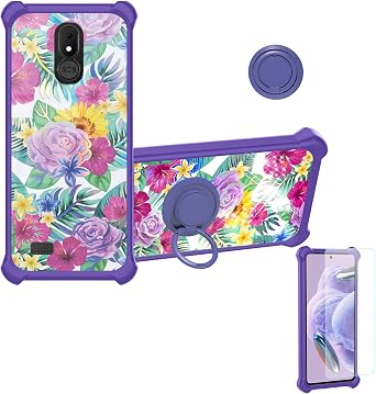 jioeuinly Case Compatible for Brondi Amico VERO 4G Phone Case Cover [with Tempered Glass Screen Protector][Hard PC + Soft Silicone][Ring Support] [Colorful Reflect Light] IMDZ-HUA1