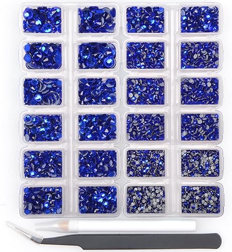 CHCCOYE 8000 unidades de piedras preciosas de cristal redondas de fijación en caliente, piedras de cristal con parte trasera plana para hacer