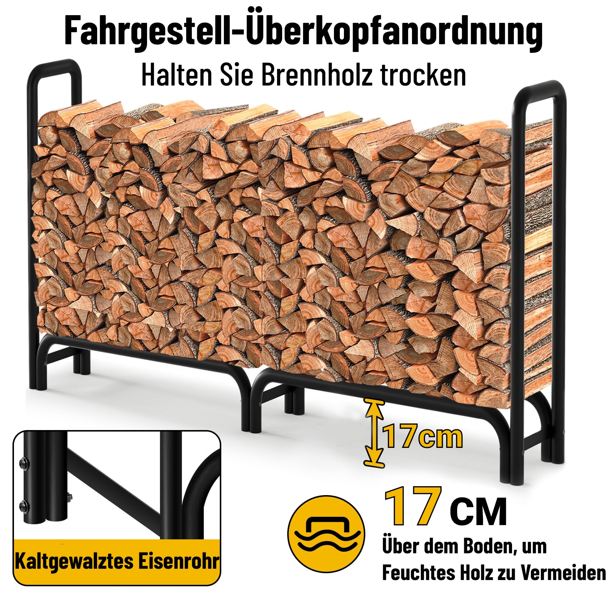 Amagabeli 244cmx61cmx107cm kaminholzregal Aussen Holzregal mit Schutzabdeckung Bennholzregal Außen Wasserdichtes Feuerholzregal außen für Holz Stapelregal Lagerung Holz Geeignet für Terrasse Lagerung