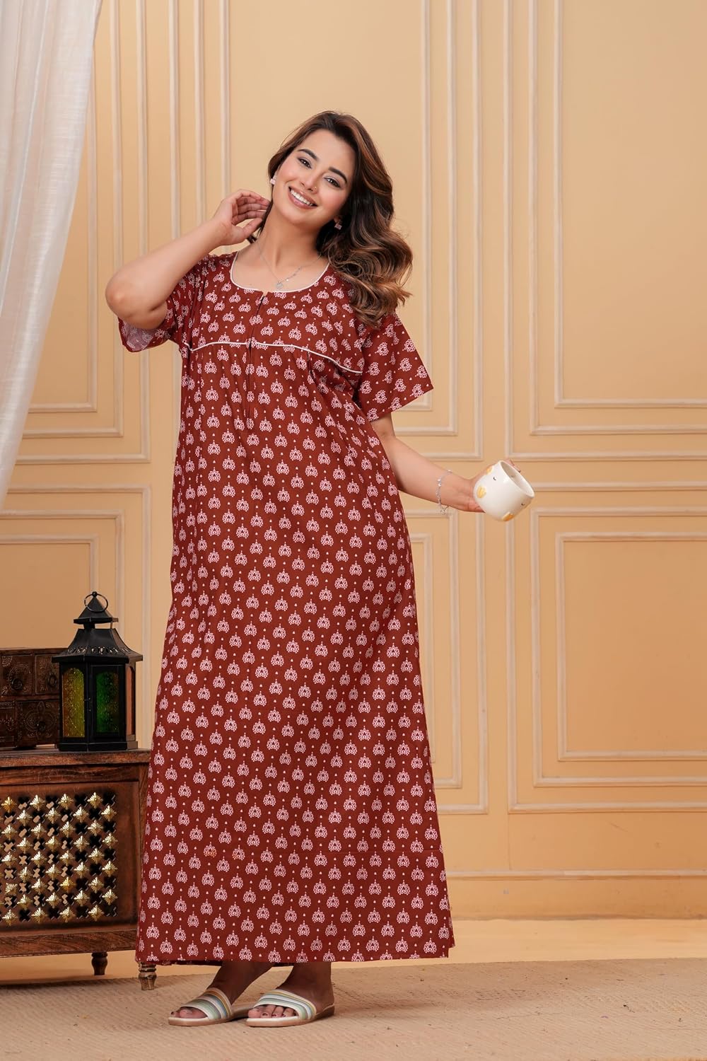 Printed indian nighty for women long Nightgowns For Women Indian Nighty Nighties Maxi Gown Sleepwear For Womens