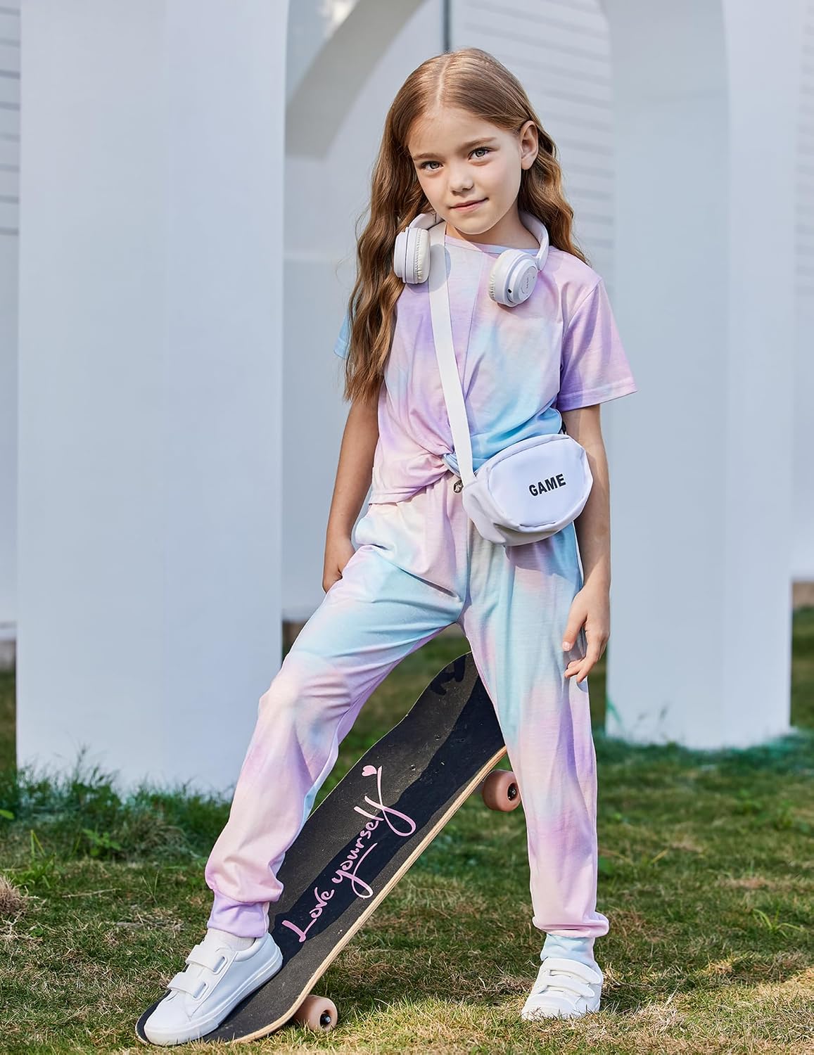 Arshiner Girls Clothing Sets Tie Dye Twist Front Tops & Sweatpants Outfits Sportwear Sweatsuits Tracksuits 4-13 Year