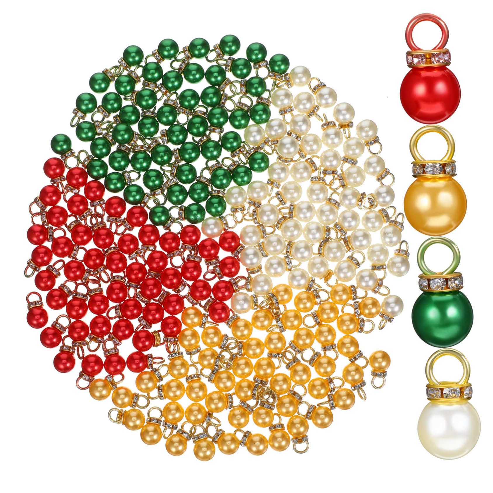 Boules de Noël miniatures perles colorées rouge or vert accents élégants